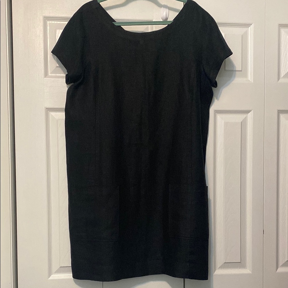 Eileen Fisher Linen Ballet Neck Shift Dress XL